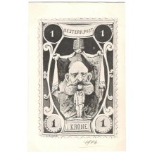 Caricature of Franz Joseph was illustrated on one-crown post stamp