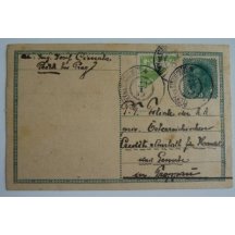 Austria - Karl stamped stationery halved Czechoslovakia mark - 5 heler Hradcany 