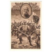 Attack of soldiers , Franz Joseph in oval frame