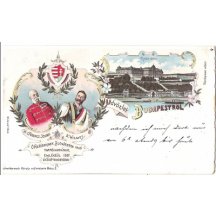 Color postcard to visit of Wilhelm and Franz Joseph in Budapest / 1897 - august