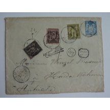 French card evaluated with three stamps and interesting stamps