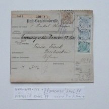 Post waybill, franked by two 10 Kr and pay with 3 Hel. postage stamp