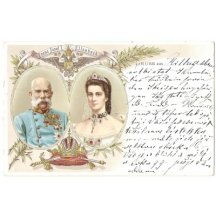 Barevné portréty Franz Josefa I. a Elisabeth 