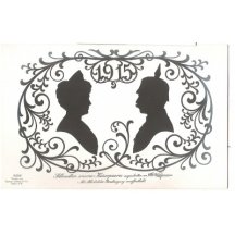 Three extraordinary black print postcards with emperor and empress