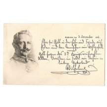 Portrait of Wilhelm II. and accompanying text 