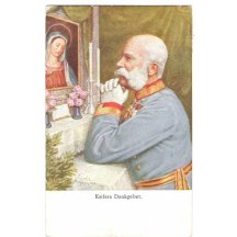 František Josef před obrazem Panny Marie