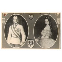  Portréty Franz Josefa a Elisabeth, se znaky nebo erby Vídně