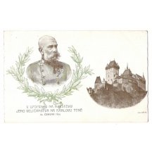 Emperor Franz Joseph and look at Karlstejn castle