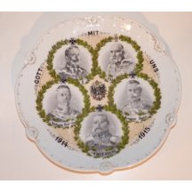 Talíř s podobiznami Franz Josefa I. , Wilhelma II., Hindenburga 