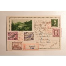 Card with airmail stamp