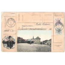 Ceska Trebova - post man and stamps of Franz Joseph