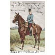 Císař Franz Joseph sedící na koni