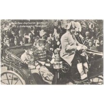 František Josef a Karel - v kočáře a jásající lid