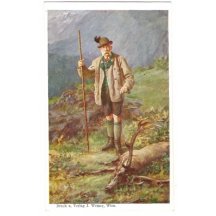 Drawn postcard , Franz Joseph and trophy deer (3)