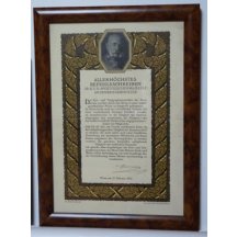 Portrait od Franz Joseph I. and text