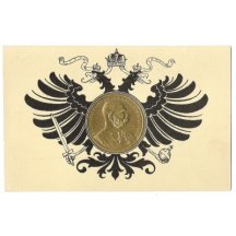 Medaile Franz Josefa a rakouské orlice, neprošlá pohlednice