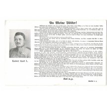 Postcard of emperor Karl I. with declaration