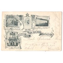 Postcard with monuments , 50th years of reign of emperor Franz Josef
