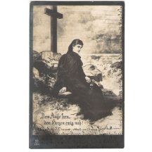 Smutečí pohlednice císařovny Alžběty s motivem kříže