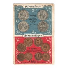 Lístek s vyobrazením rakouských mincí (2), tisková varianta