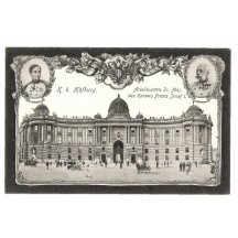 Portrait of emperor Franz Joseph and Hofburg