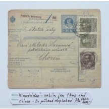 Post waybill, franked by split postage mark