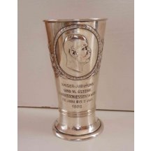 Stříbrný pohárek s portrétem císaře / 1848 - 1908 RRR