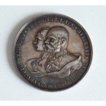 Stříbrná medaile s portréty Elisabeth a Františka Josefa