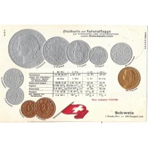 Pohlednice s mincemi- Schwiz, Švýcarsko, Helvetia
