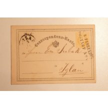 Yellow card - stamp K.K. - Fahrenndes Postamt - Nr. 4