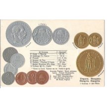 Pohlednice s mincemi Franz Josefa- maďarská emise