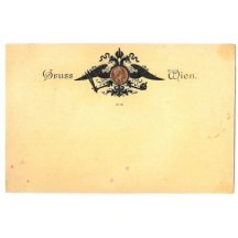 Pohlednice s medailovým portrétem Franz Josefa a rakouskou orlicí