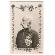 Franz Josef pod rakouským a maďarským státním znakem