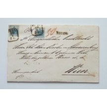 Certified letter evaluated with 2 times 9 Kr. and 1 time 6 Kr.