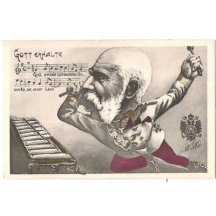 Franz Joseph plays of xylophone - caricature