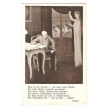 František Josef sedící u stolu a pozorující pannu