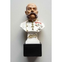 Busta císaře Františka Josefa - novodobá replika z bílého plastu 