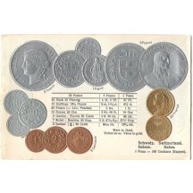 Pohlednice s mincemi- Switzerland, Suisse, Švýcarsko