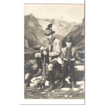 Franz Joseph in hunting suit and crown prince Rudolf , in 1865