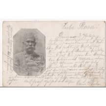 Postcard with portrait of Franz Joseph , black - white