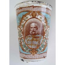 Plechový pohárek s portrétem Franz Josefa - smalt 