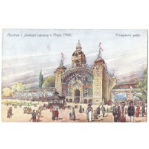 Pozdrav z Jubilejní výstavy v Praze 1908 - Průmyslový palác