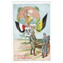 Color postcard of Franz Josef and Wilhelm , soldiers with cannon