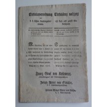 Franz Graf von Kolowrats circular - issue obligation for 100 and 500 gulden money paper 