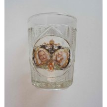 Lisovaná sklenička s portrétem císařů - FJ I. a W II.