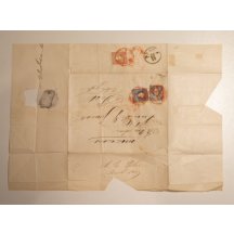 Registered letter 2 x 15 KR and 1 x 6 KR - red stamps