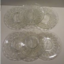 6 skleněných talířků s císařským znakem