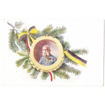 Franz Joseph a vlajky států visí jako ozdoby na vánočním stromečku