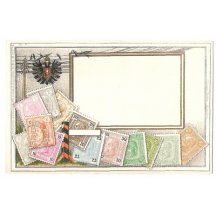 Stamps and eagle - unused postcard