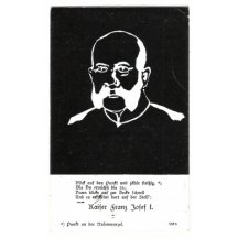Black and white caricature of emperor Franz Joseph